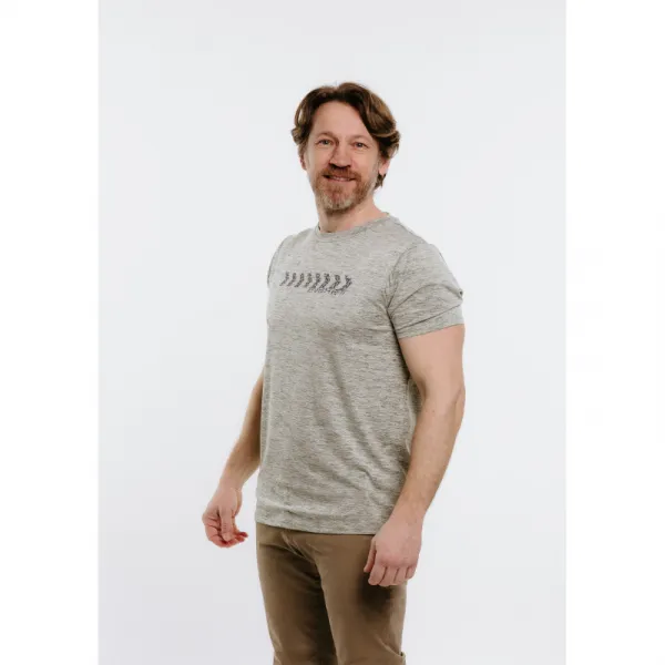 Pánske turistické tričko s krátkym rukávom EVERETT TecShirt M olive melange