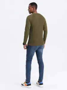 Tričko pre pánov s dlhým rukávom olivové