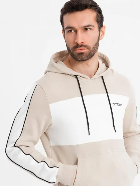Pánsky sveter OMBRE Sweatshirt OM-SSNZ-0225 V-2 beige