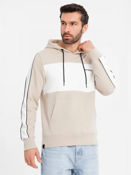 Pánsky sveter OMBRE Sweatshirt OM-SSNZ-0225 V-2 beige