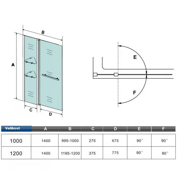H K - Vaňová zástena s pevnou stenou V2 100 cm, číre sklo SE-V2 100