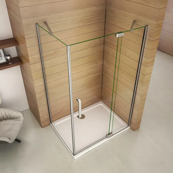 H K - Obdĺžnikový sprchovací kút AIRLINE 90x80 cm s jednokrídlovými dverami s pevnou stenou vrátane sprchovej vaničky z liateho mramoru SE-AIRLINE9080 / THOR-9080
