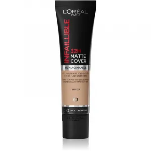 L’Oréal Paris Infallible 32H Matte Cover dlhotrvajúci zmatňujúci make-up SPF 25 odtieň 110 (Cool Undertone) 30 ml