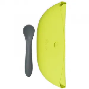 BBLÜV Pöket podbradníček s lyžičkou Grey/Lime 2 ks