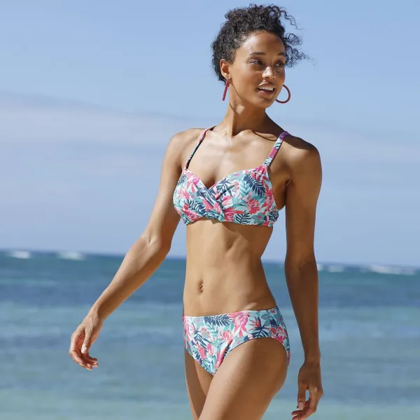 Plavková podprsenka Bawa s nariaseným prekrížením, s kosticami