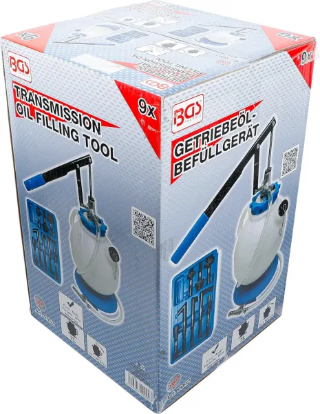 BGS Technics Plnička prevodového oleja s ručnou pumpou, s 8 adaptérmi, 7 l, BGS 9992