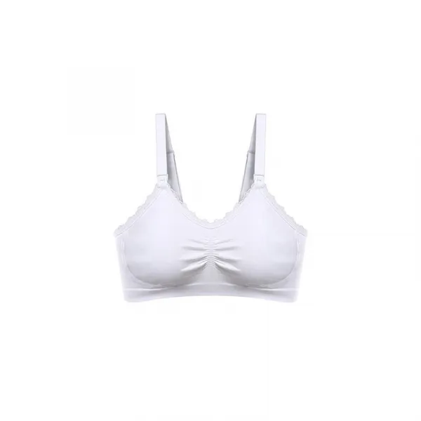 Dojčiacia podprsenka s čipkou, biela, E70-75 cm