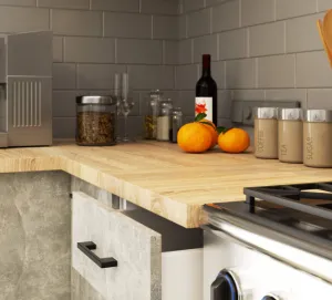 Ak furniture Kuchyňská linka Olivie 2,4 m prosklená beton