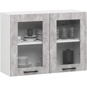 Ak furniture Kuchyňská linka Olivie 2,4 m prosklená beton