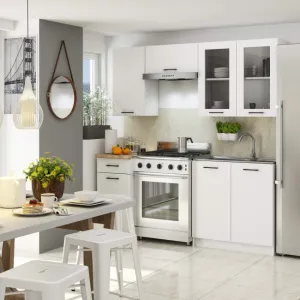 Ak furniture Kuchyňská linka Olivie H720 1,8 m prosklená bílá/dub sonoma