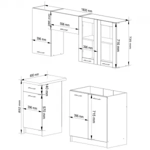 Ak furniture Kuchyňská linka Olivie H720 1,8 m prosklená bílá/dub sonoma