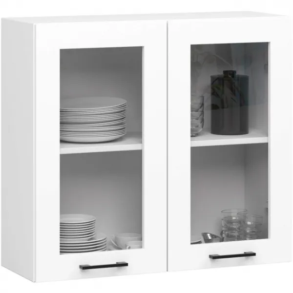 Ak furniture Kuchyňská linka Olivie H720 1,8 m prosklená bílá/dub sonoma