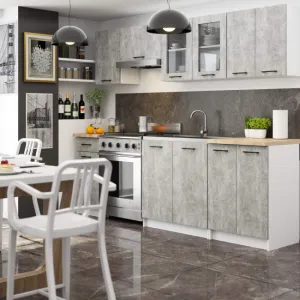 Ak furniture Kuchyňská linka Olivie 2,4 m prosklená beton