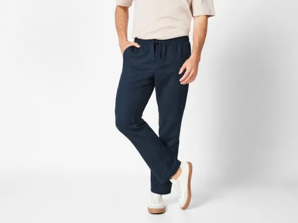Livergy® Pánske nohavice s ľanom (navy modrá, XL (56/58))