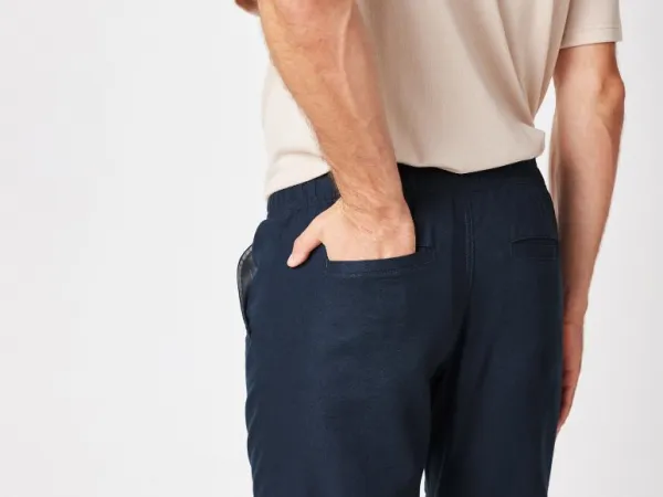 Livergy® Pánske nohavice s ľanom (navy modrá, XL (56/58))