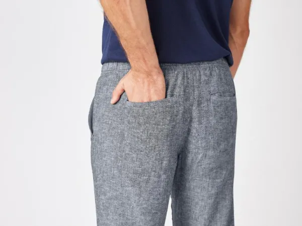 Livergy® Pánske nohavice s ľanom (sivá, XL (56/58))
