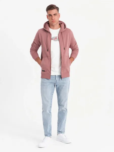 Mikina na zips s kapucňou ružová