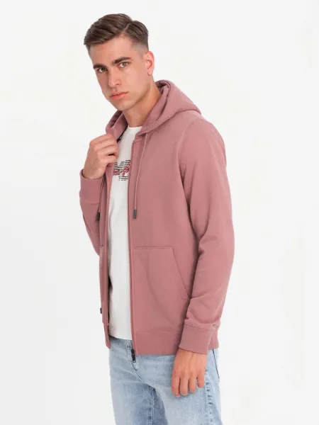 Mikina na zips s kapucňou ružová