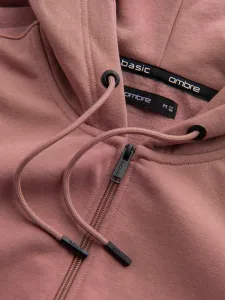Mikina na zips s kapucňou ružová