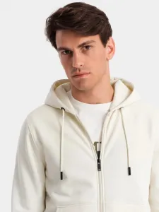 Mikina na zips s kapucňou krémová