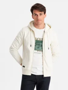 Mikina na zips s kapucňou krémová