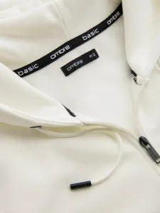 Mikina na zips s kapucňou krémová