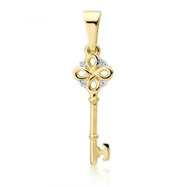 Blink-Blink Zlatý prívesok z biieleho zlata KĽÚČ s diamantom 0.04 ct4628BDB