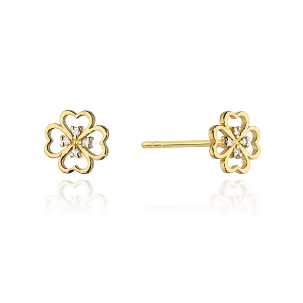 Blink-Blink Napichovacie náušnice ŠTVORLÍSTOK s diamantami 0.04 ct3126BDB