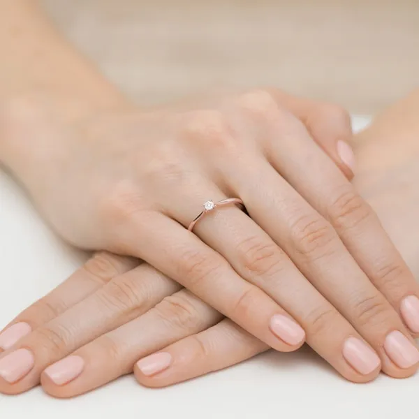 Blink-Blink Zásnubný prsteň z ružového zlata s diamantom 0.01 ct1198RDB