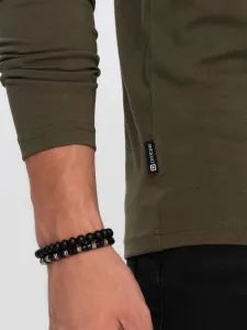 Bavlnené tričko s dlhým rukávom olivové