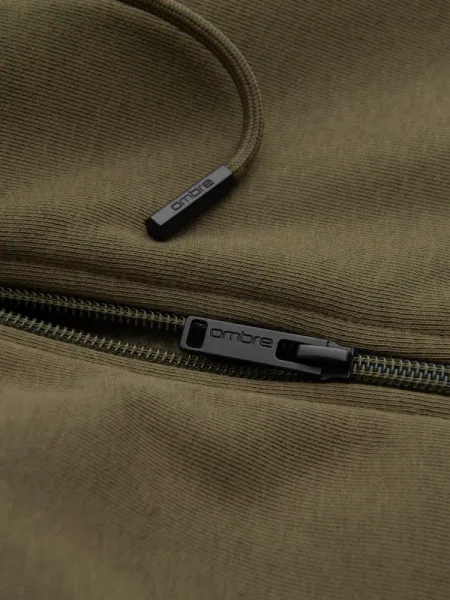 Mikina na zips s kapucňou olivová