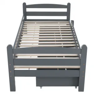 Posteľ so zábranou, 90x200, sivá, DALMA