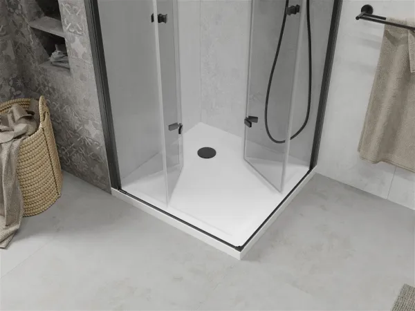 MEXEN/S - Lima Duo sprchovací kút 80 x 80, transparent, čierna + vanička so sifónom 856-080-080-70-02-4010B