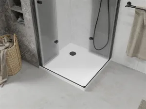 MEXEN/S - Lima Duo sprchovací kút 80 x 80, transparent, čierna + vanička so sifónom 856-080-080-70-02-4010B