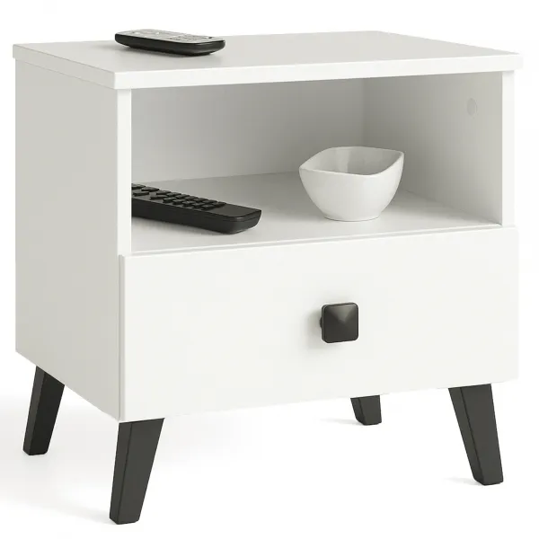 Ak furniture Nočný stolík MOBI K-01 biely/čierny