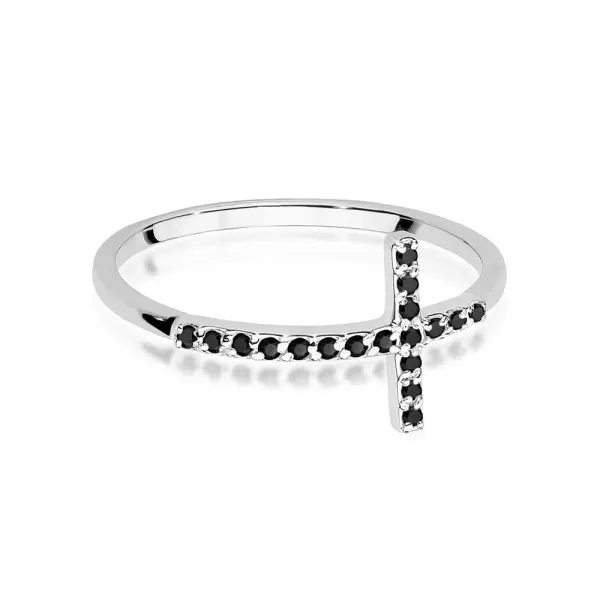Blink-Blink Zlatý prsteň s Krížikom s čiernymi diamantami 0.09 ct1685BcDB