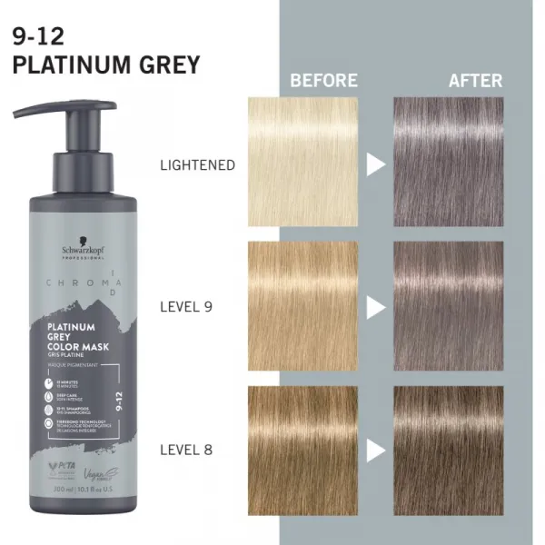 Schwarzkopf Professional Chroma ID Color Mask intenzívna farbiaca maska na vlasy odtieň 9-12 Platinum Grey 300 ml