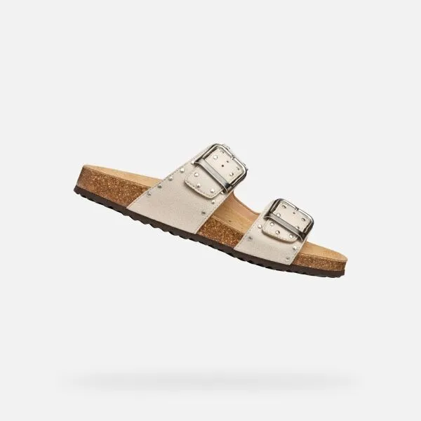 Cream women's slippers Geox Brionia R - Women's