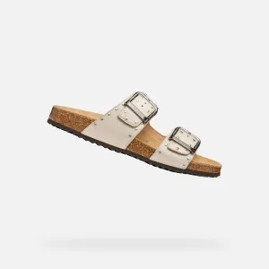Cream women's slippers Geox Brionia R - Women's