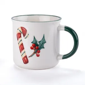 DekorStyle Sada 2ks vánočních hrnků Santa Candy 300 ml bílá/červená