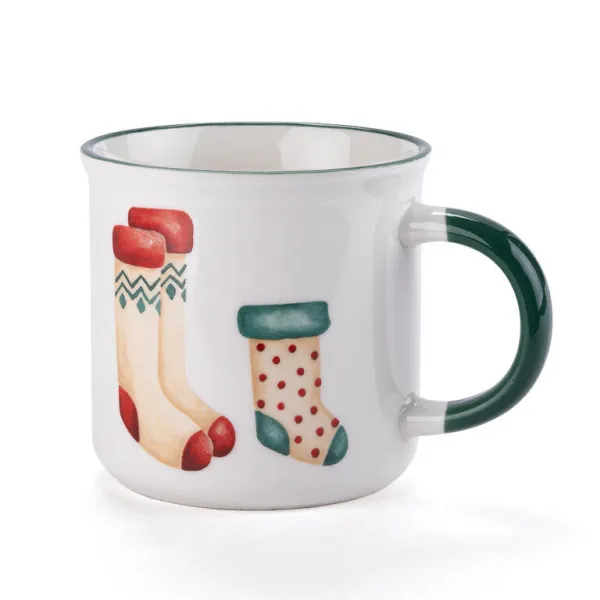 DekorStyle Sada 2ks vánočních hrnků Santa Candy 300 ml bílá/červená