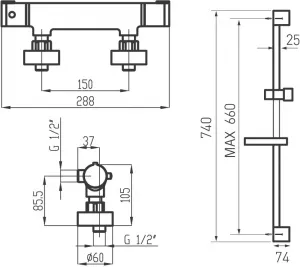 NOVASERVIS - Kúpeľňová súprava sprchová Metalia 54, chróm 54960KIT,0