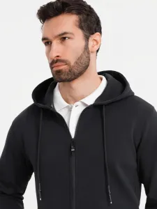 Pánska mikina s kapucňou na zips- čierna