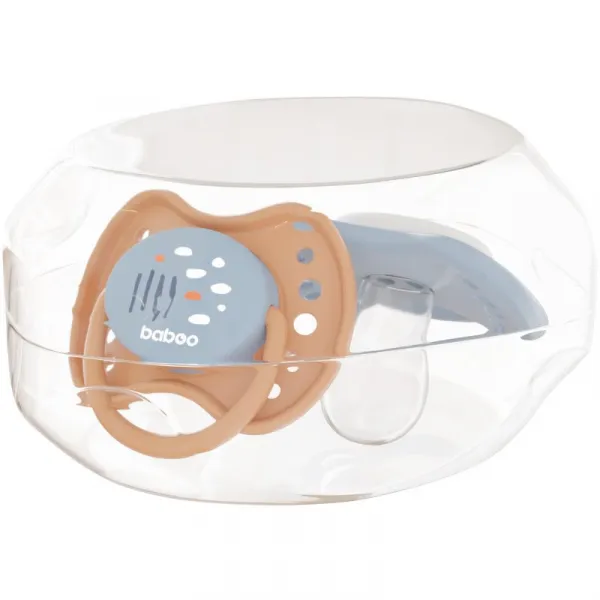 Baboo Soothers Silicone Symmetrical with Case cumlík Blue Haze 6-12 m 2 ks