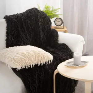 Chlpatádekasflísovoupodšívkou-čiernaŠírka:130cm|Dĺžka:170cm