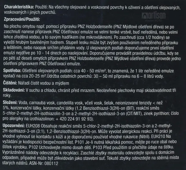PNZ Ošetrovacia emulzia pre olejované a voskované podlahy 2.5 l