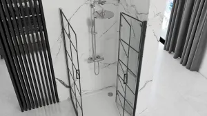 REA/S - Sprchovací kút Moliere dvere / dvere 90x90 BLACK MOLDD090090B