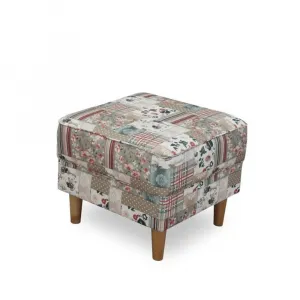 KONDELA Astrid kreslo (ušiak) s taburetkou vzor patchwork Viorica 1