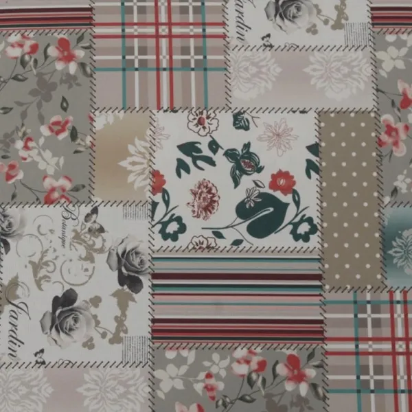 KONDELA Astrid kreslo (ušiak) s taburetkou vzor patchwork Viorica 1