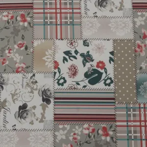 KONDELA Astrid kreslo (ušiak) s taburetkou vzor patchwork Viorica 1